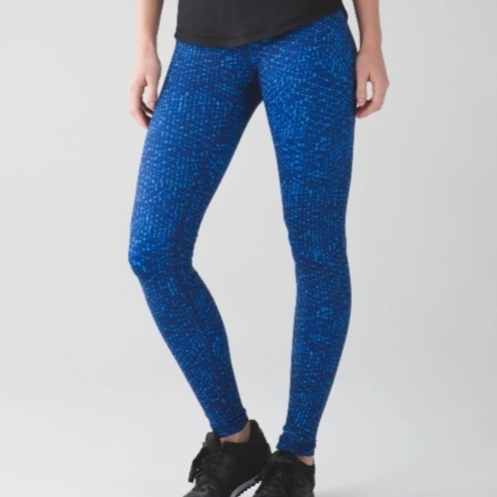 Lululemon Wunder Under Pant III leggings tight sz 10 Samba Snake Kayak Hero Blue